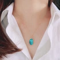18k Australian pure natural iron Europoise pendant Maldivian Blue