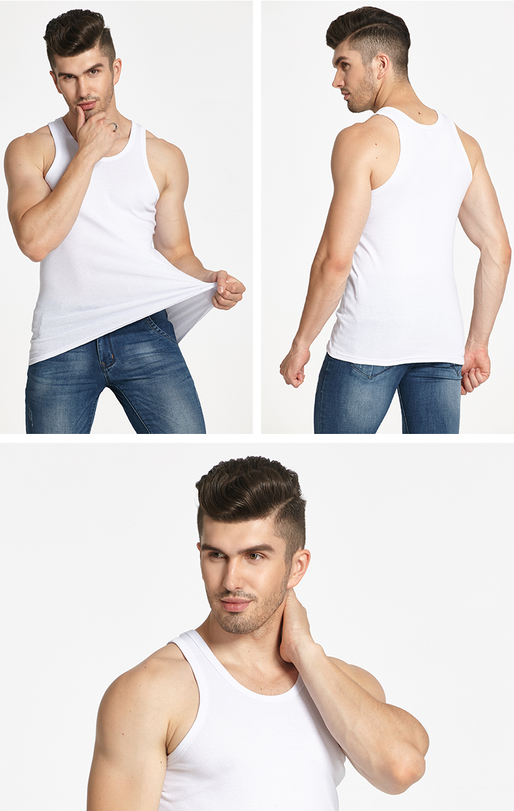 Của nam giới vest cotton Slim fit thể dục thể thao dưới hurdle trắng triều mùa hè thanh niên vest