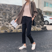 Western Dress Pants Children Spring Summer Commute New High Waist Display Slim Straight Drum Black Pituality 90% Pants Casual Smoke Pipe Pants Thin