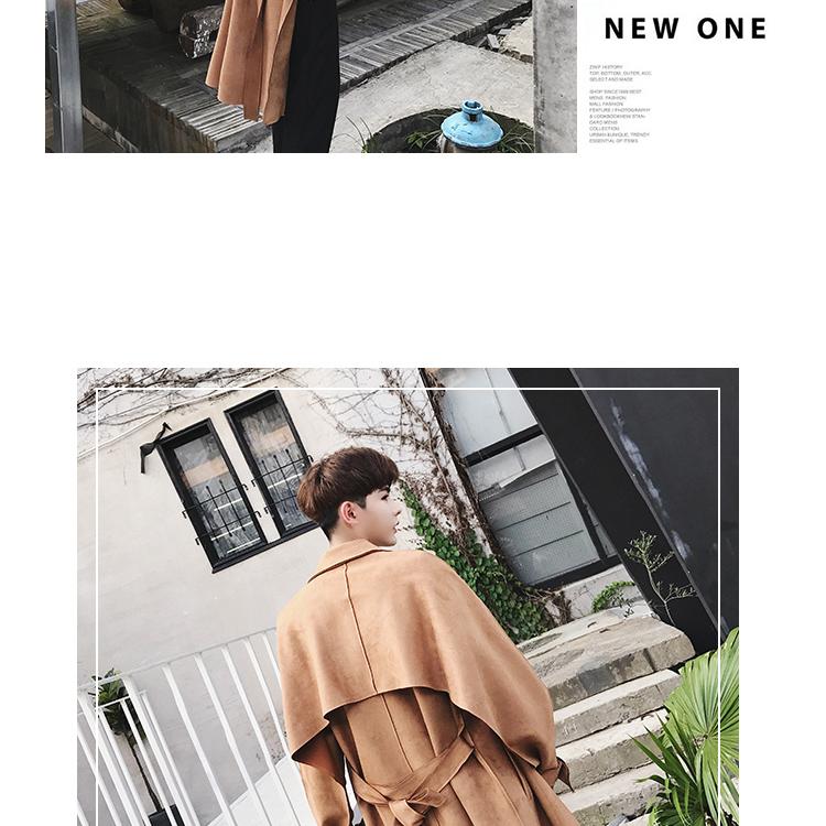 Áo khoác dài nam áo khoác nam Hàn Quốc bf ulzzang Anh đẹp trai Nhật Bản retro áo khoác da lộn áo khoác nam hàng hiệu