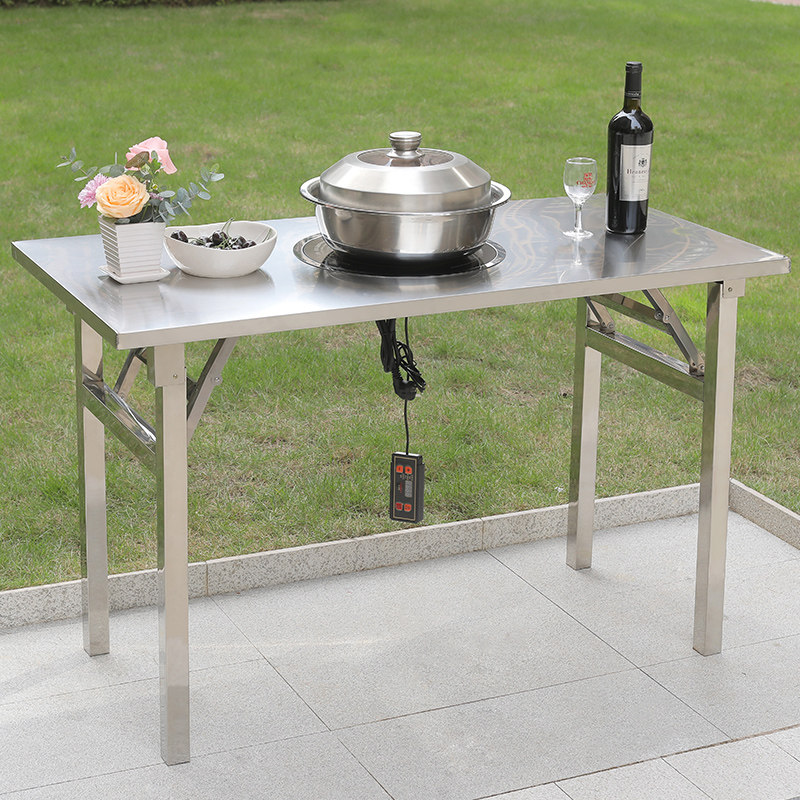 Stainless steel folding table outdoor barbecue stall table food factory workbench stool fashion economy custom-made