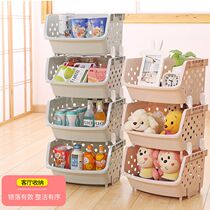 Childrens toy storage basket storage rack finishing rack kitchen storage Blue