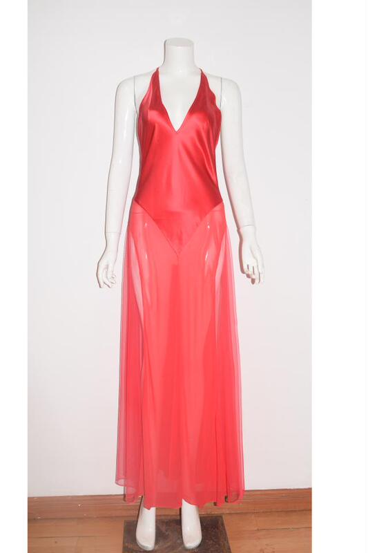 Exported to Europe and America, Original Foreign Trade Victoria Silk Sexy Long Nightgown with Straps