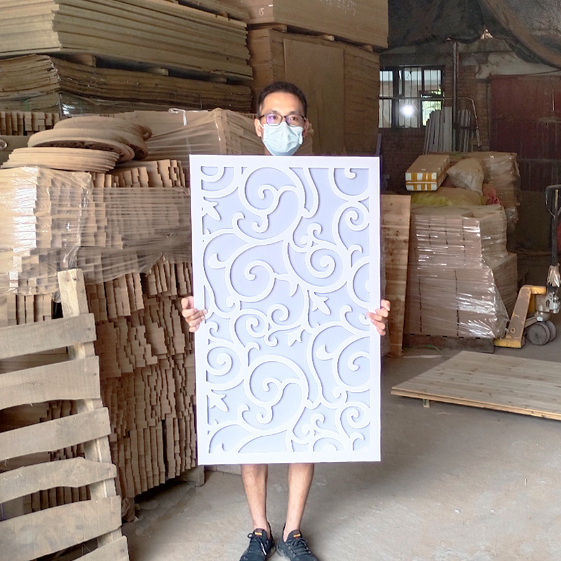 Carved board hollow lattice suspended ceiling screen partition PVC porch living room decoration aisle background wall through flower board