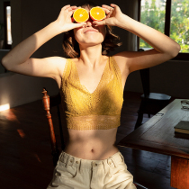 Under the boots lace deep V sexy underwear girl small breast bra summer thin back bra big chest show small text bra