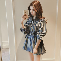 Sandro Vicari Summer Dress 2020 New Suit Fashion Temperament Striped Blouse Shorts Two Suits