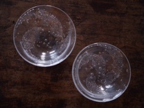 Japanese glass writer Masahiro Tiani handmade bubble swirl pattern fruit dessert bowl