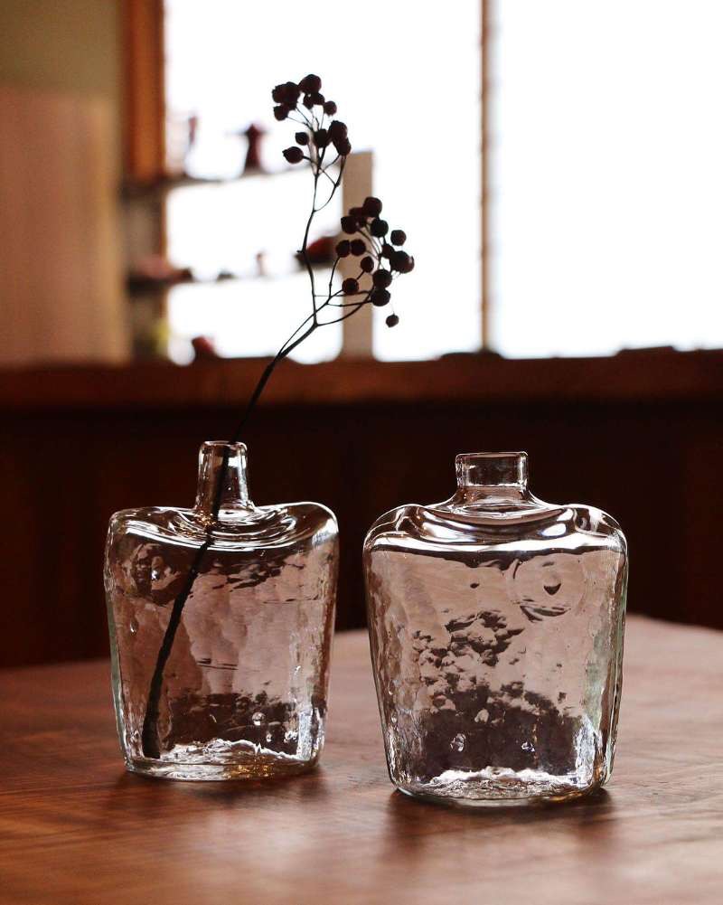 Domestic stock Japanese glass writer Toriyama Takashi hand-made vase flower vase round insert Luyu groceries