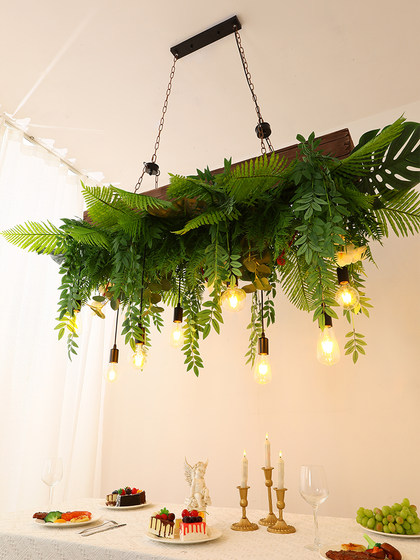 Bar Counter Pendant Light, Forest Style, Western Restaurant, Long Dining Table, Coffee Shop, Homestay, Sunroom, Courtyard, Shop Window, Green Plant Pendant Light
