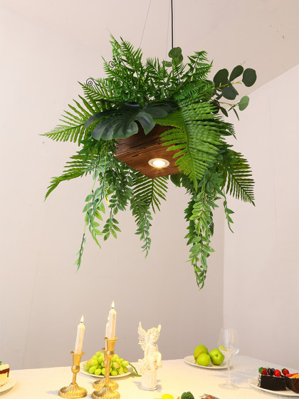 Card seat chandelier creative plant chandelier restaurant dining table hot pot shop coffee shop forest Southeast Asian green plant chandelier