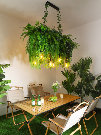 Bar Counter Pendant Light, Forest-Style Guesthouse Window Display, Sunroom Courtyard Dining Table Lamp, Thai Restaurant Decorative Plant Light