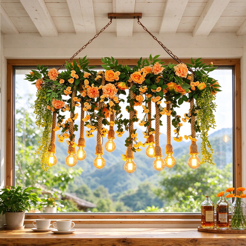 Creative Bar Pendant Light, Orange Theme Restaurant Light, Flower Shop Window, Guesthouse Long Dining Table, Shop Balcony Plant Pendant Light Creative Bar Pendant Light, Orange Theme Restaurant Light, Flower Shop Window, Guesthouse Long Dining Table, Shop Balcony Plant Pendant Light