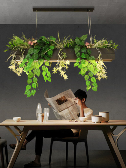 Plant Restaurant Chandelier, Dining Table Lamp, Nordic Western Restaurant Bar Counter, Sunroom, Flower Shop, Green Plants, Simple and Creative Lighting
