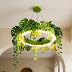 Avocado Green Circular Pendant Light for Trendy Restaurants, Casual Areas, Western Restaurants, Dessert Shops, Guesthouses, and Forest-Style Lighting Fixtures