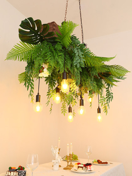 Bar Counter Pendant Light, Forest Style, Western Restaurant, Long Dining Table, Coffee Shop, Homestay, Sunroom, Courtyard, Shop Window, Green Plant Pendant Light