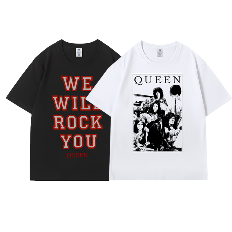 Queen Band American Rock Retro Vintage Anime Style Short-Sleeved Unisex Chic Rock T-Shirt