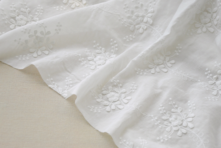 Cotton C trắng be ba chiều thêu ren vải thủ công DIY quần áo phụ kiện vải sản phẩm mới vải lụa họa tiết