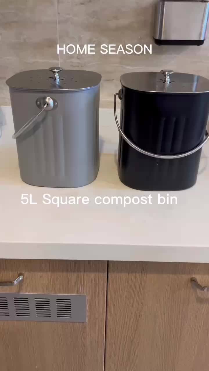 5liter Square Kitchen Compost Bin Wast Bin Metal Compost Bin With