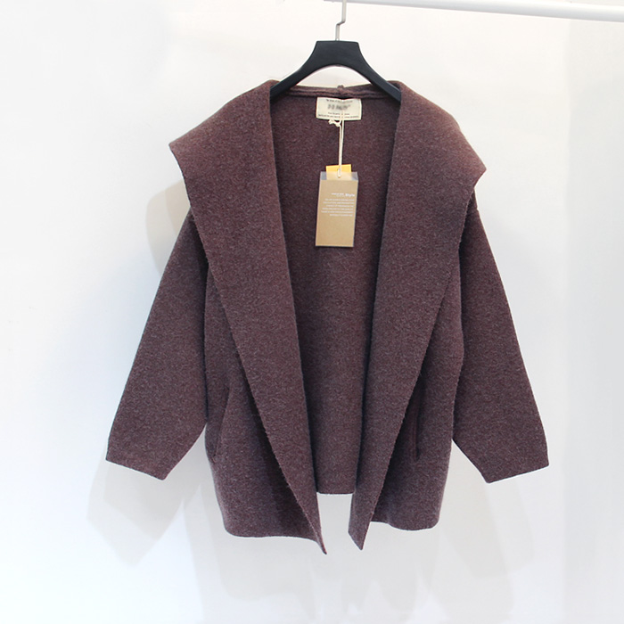 D.d bên phụ nữ áo len đan áo len trùm đầu dài phần dày áo len Hàn Quốc - Cardigan áo khoác len cardigan nữ