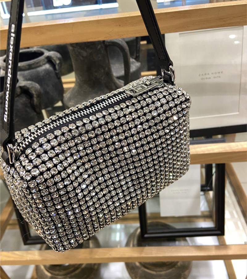 French DUDK women's bag new rhinestone bag Alexander aw king bag flash diamond armpit hand chain bag