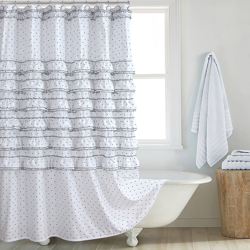European-Style Fashionable and Luxurious Polka-Dot Polyester Fabric Thickened Waterproof and Mildew-Proof Bathroom Handmade Skirt Hem Brazilian Mia Shower Curtain
