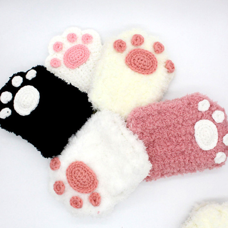 Cat claw gloves diy hand-knitted material wrapped wool to send men and women couple gifts crochet milk cotton