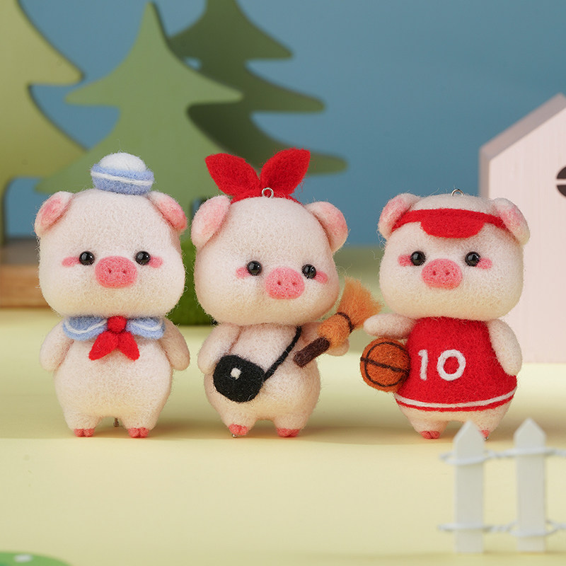Wool felt wool felt diy material package couple creative simple handmade gift car ornaments flying piggy