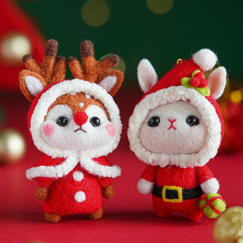 Wool felt wool felt diy beginner material package couple handmade doll gift creative pendant New Year's doll