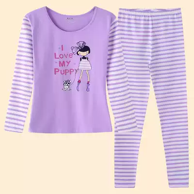 Slim-fit pajamas Women's cotton home clothes suit autumn clothes sanitary pants heating clothes Girl high school student pajamas long-sleeved