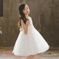 Vest Skirt Girl Yarn Dress Summer Style White Princess Dress Girl Skirt Fluffy Dress Performance Children Dress dress