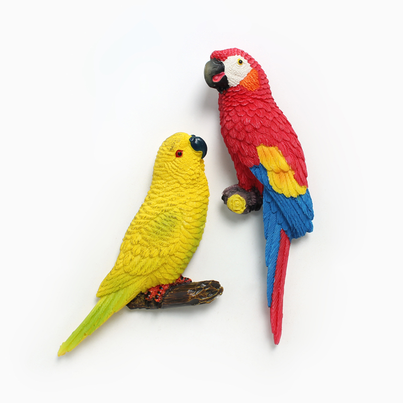 Red macaw parrot stereo refrigerator with magnetic magnet attach to American country parrot creative refrigerator magnetic sticker