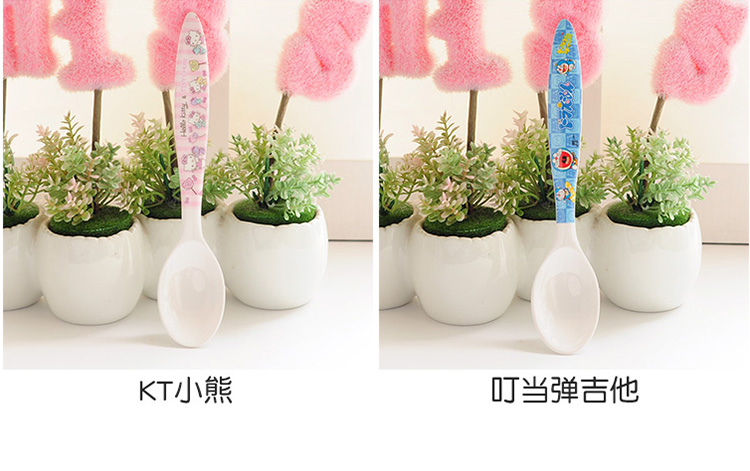 Phim hoạt hình dễ thương muỗng melamine trẻ em học sinh dài tay cầm thìa giả sứ melamine đồ dùng gia đình chống rơi - Đồ ăn tối đĩa dùng 1 lần