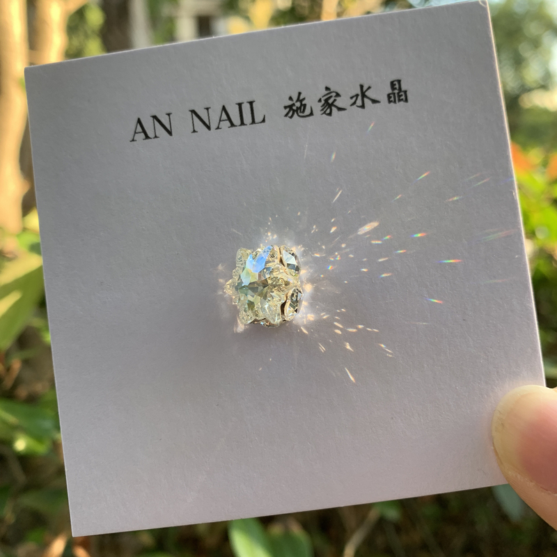 (Multi-Color) Swarovski Rhinestone Ball with White Snowflake Design, Finished Rhinestone Ball 14mm Nail Art Rhinestone