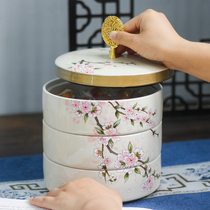 New Chinese style storage box living room coffee table ceramic dried fruit box fruit tray creative candy box multi-layer jewelry box