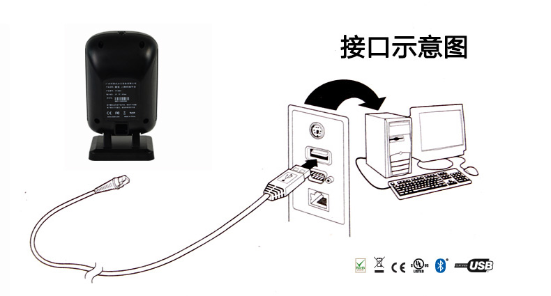 Nền tảng quét Aibo PT6851 mã hai chiều siêu thị tiền mặt đăng ký súng quét đặc biệt lấy điện thoại di động - Thiết bị mua / quét mã vạch