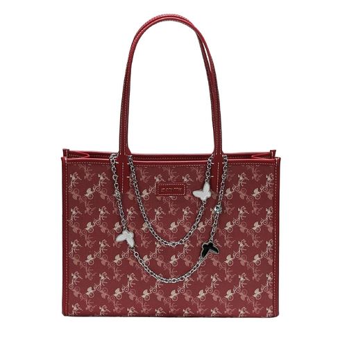 Красная вместительная и большая сумка через плечо для невесты, подарок на день рождения