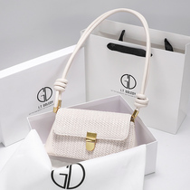  Hong Kong ITGDLEDY leather high-end womens bag straw armpit baguette bag 2021 new trendy portable shoulder