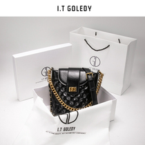  Hong Kong ITGDLEDY texture leather lingge bucket bag female 2021 new spring and summer chain messenger bag