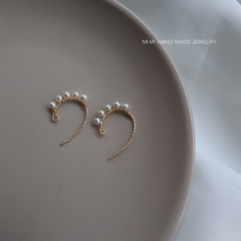 American imported 14K gold package natural freshwater Aurora pearl earrings female Korean temperament simple exquisite small earrings