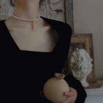 MIMI natural freshwater pearl necklace choker fine Clavicle chain Retro Hepburn style Japanese 14K gold gift