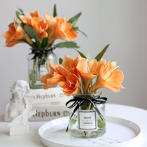 Desk tea table flower art small swing piece pu Junko Lan fake bouquet photo props hand to hold flower simulation flowers Zhu top Lan
