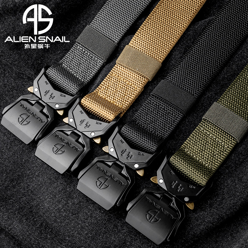 Alien snail outdoor tactical belt Pants belt Men's belt buckle Aluminum alloy buckle Casual stretch braided