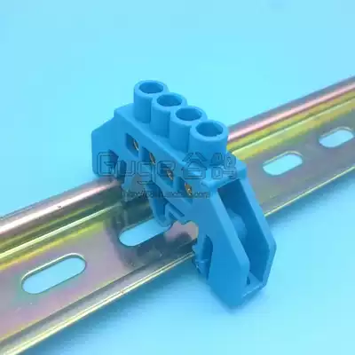 1 in 3 out card rail type copper terminal 4 hole blue flame retardant shell branch terminal block