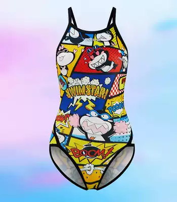 Zhouke Youth Professional Training Competition Swimsuit Girls Student Fashion Cartoon Swimsuit Student Swimsuit Big Boy