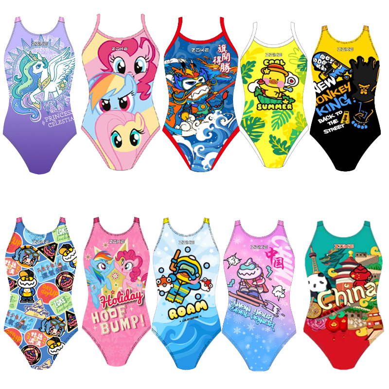 Zhouke children's one-piece swimsuit, teenagers professional training competition, learning to swim, girls, big children, plus size swimsuit