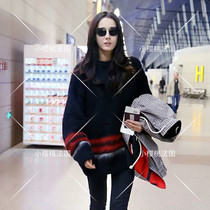 maje Dili Reba star with mohair red striped sweater womens medium-long loose sweater