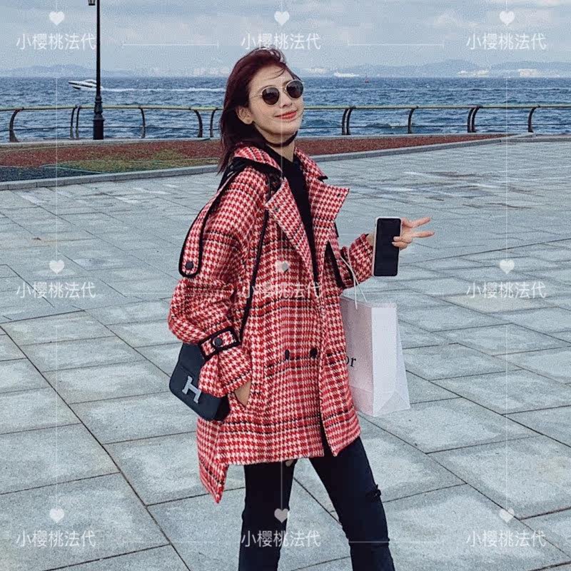 Maje small fur coats women 2020 new red thousands of birdie gags, great coat retro foreign pie