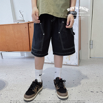 JUSTIN Childrens Summer New Casual Loose 50% Pants Boy Day Ensemble Tooling Shorts Fashion Pants Tide