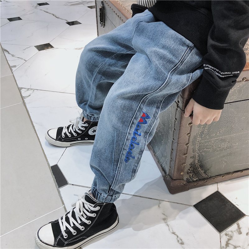 Boy gush pants outside wearing 2020 spring and autumn new loose thickening CUHK Scout children's jeans Chater