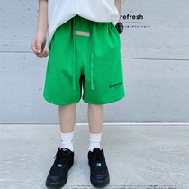 JUSTIN Tide Card Boy Clothing Boy Casual Loose Pants Summer New Ocean Gas Fried Street Pure Color Real Wearing Shorts
